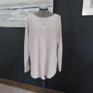 Michael Kors Size XL Oatmeal Tan Tunic Slouchy Sweater Back Zip Loungewear